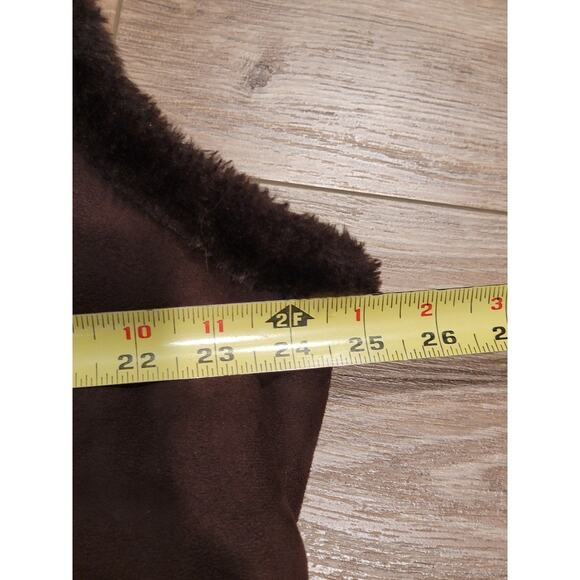 Denim & Co Brown Layer Vest XL Women's Faux Suede Fur Trim Pockets Winter Sporty - Picture 12 of 13